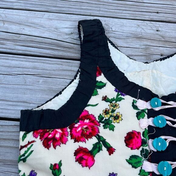 Vintage 1920s Antique Slovak Bustier Women’s Floral Handmade Vest Blouse - Picture 3 of 8